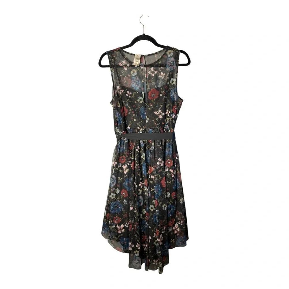 Disney LC Lauren Conrad Women's Black Floral Fit & Flare Midi Dress Size 8 - Picture 7 of 9